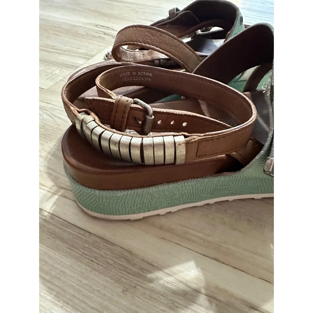 MJUS Ankle Strap Leather Platform Sandals Size 39EU/ 9US‎